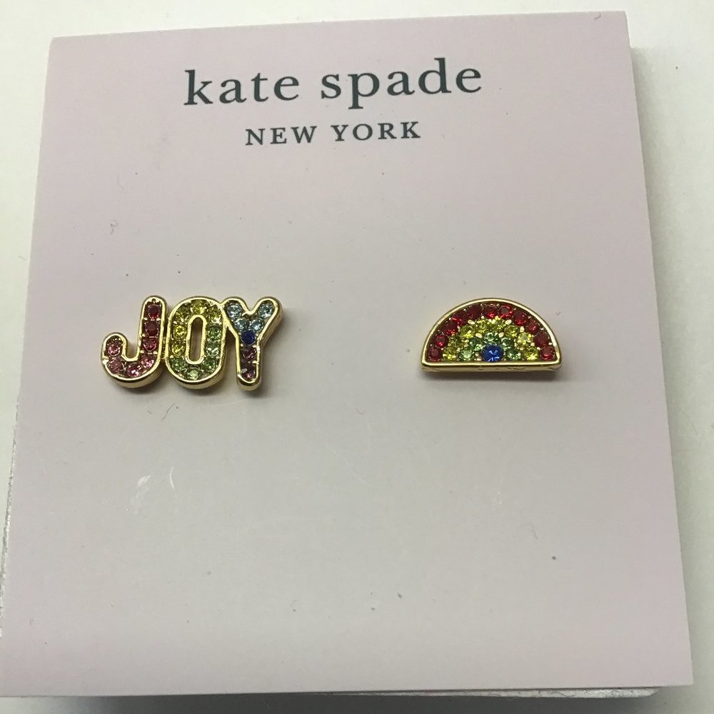 Kate Spade New Mismatch Rainbow "JOY" and Rainbow Earrings